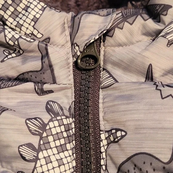 🩷 3/$15 Boys (18M) Winter Puffer Jacket with Hood with a cute Dinosaur Print - Picture 7 of 7